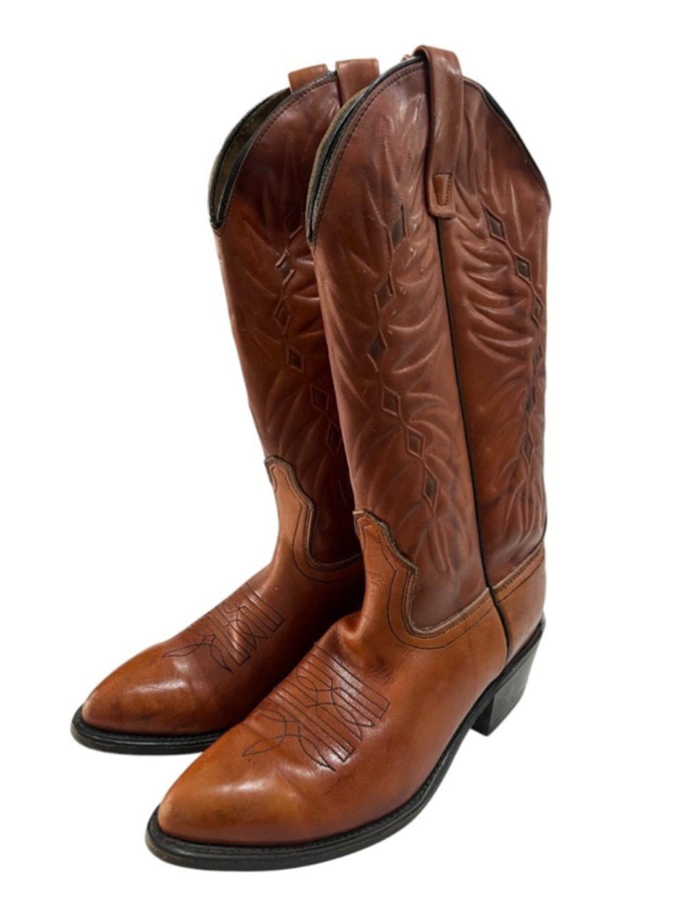 VTG 70s Acme Men's Cowboy Boots Brown Leather Western Shoes 6.5 D Style 23450